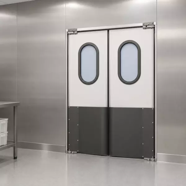 Жесткая маятниковая распашная дверь двустворчатая из сэндвич панелей 200*160